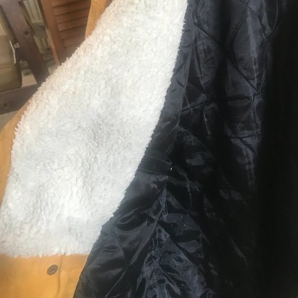 Vintage leather southwest sherpa collar coat - Picture 4 of 5